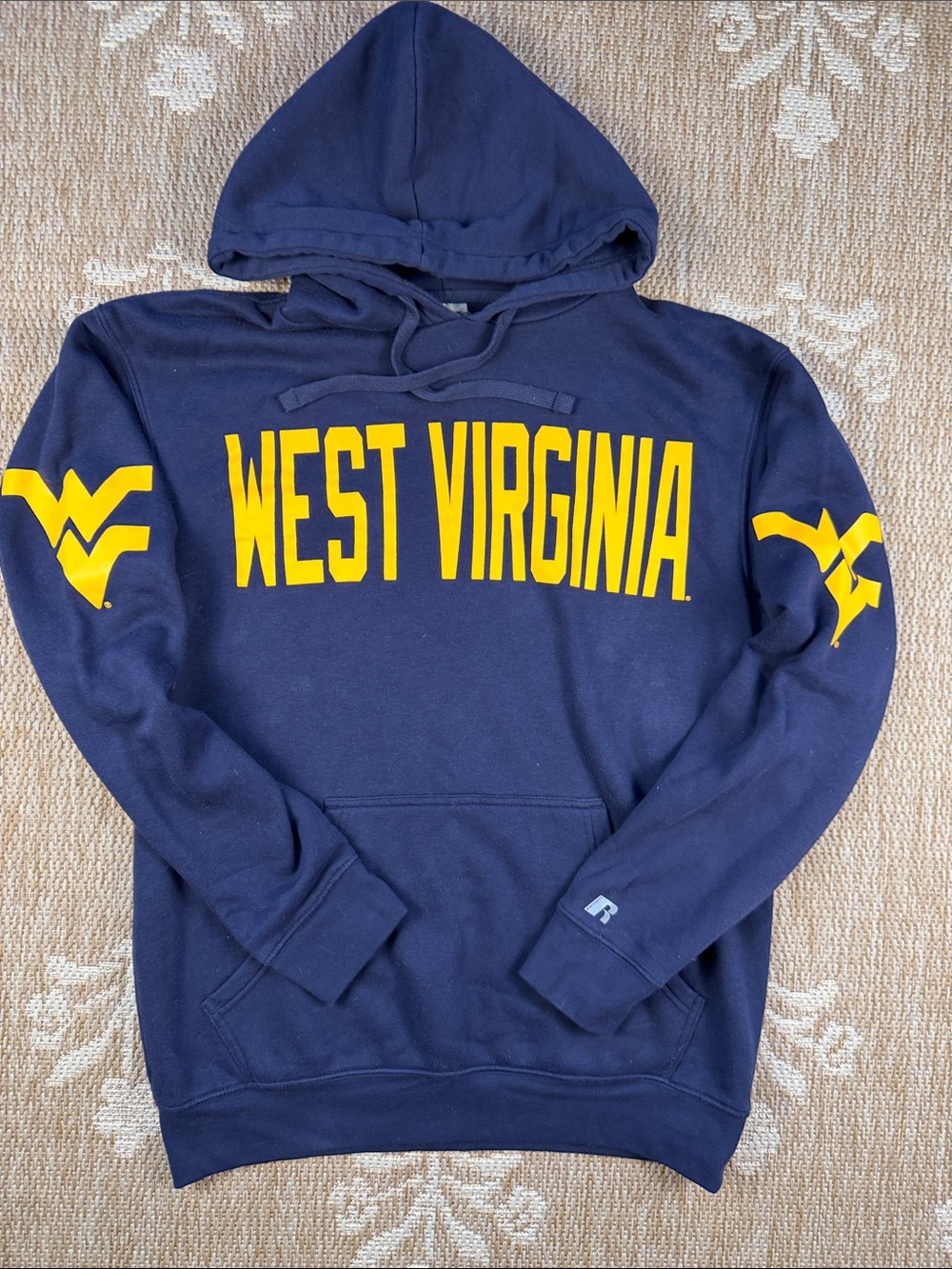 Russell Athletic Navy & Gold West Virginia Crewneck Hoodie